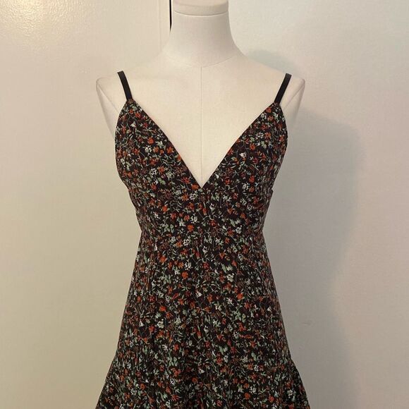 Irene de Nouvelle Black Floral Layered Midi Dress Size Small - Picture 3 of 13